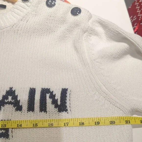 Balmain Men's White Cable Knit Sweater - Size M Like New - Picture 12 of 13